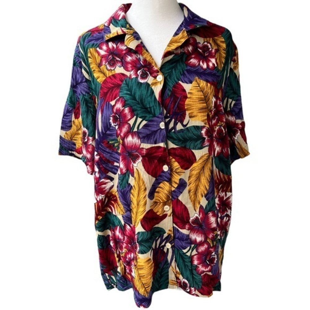 Alfred Dunner Hawaiian Tropical Button Down Women Size‎ 14